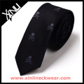 White and Gray Skull Plain Black Tie